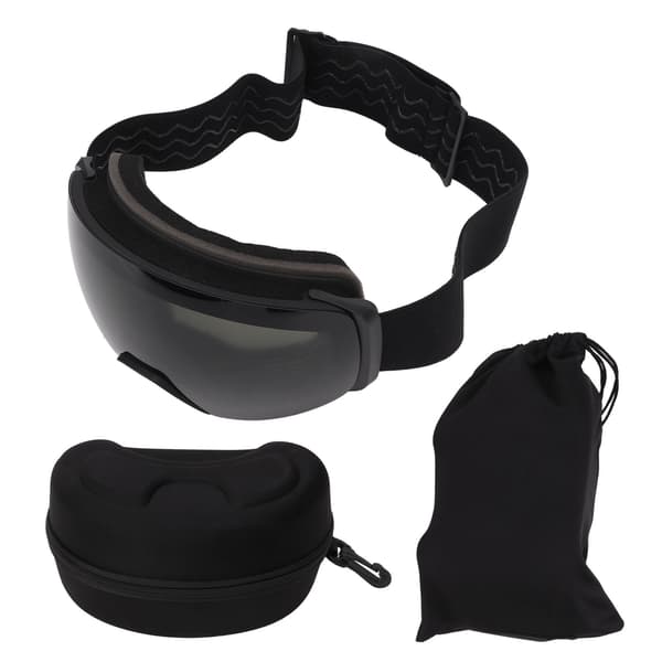 Skibriller med utskiftbare magnetiske linser, antidugg, doble lag, for menn og kvinner, svart