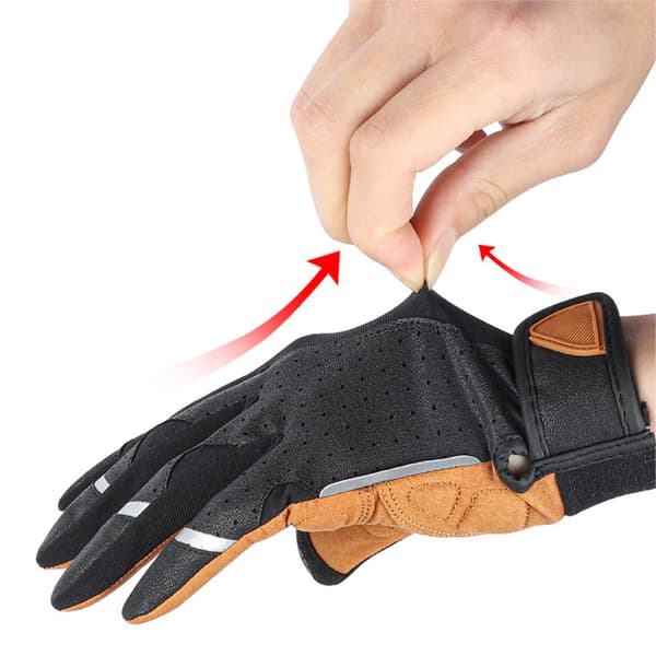 Motorcykelhandsker med fulde fingre, skridsikre, stødabsorberende, mesh, taktisk design, sort og gul, medium