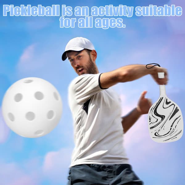 Pickleball-sett med 2 racketer, 4 baller og oppbevaringspose