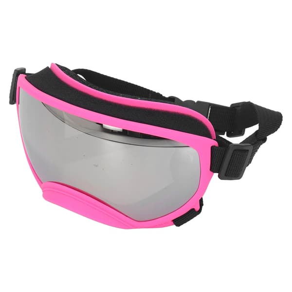 Solglasögon för hundar, UV-skydd, vindtäta, dammtäta, justerbara, bekväma, rosa båge, silverlins