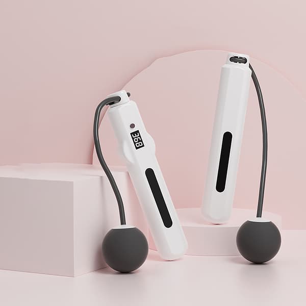 Trådlöst hopprep med intelligent räkning och röststyrning, viktat, PU ABS-design, vit