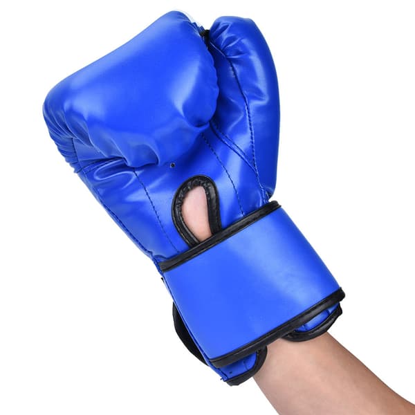 Boksehandsker i PU-læder til træning, sparring, sandsæk, Muay Thai (blå)