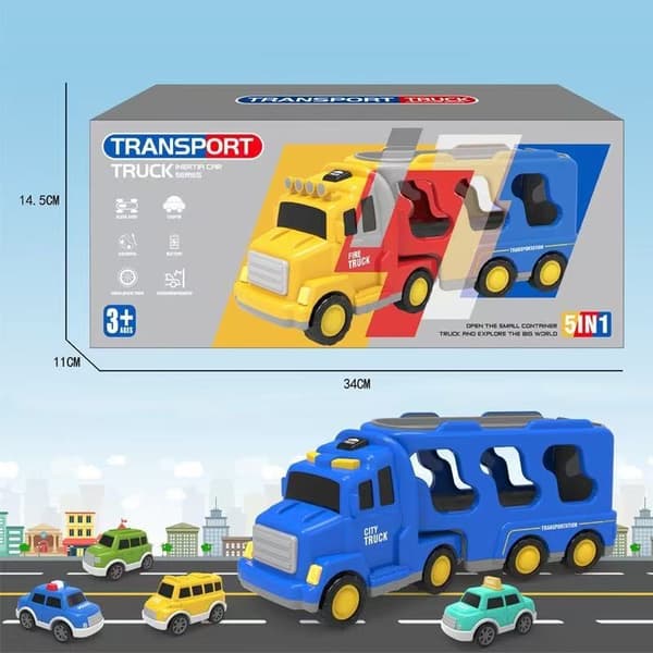 Lett musikk transport lastebil treghet ingeniør lastebil container tralle gutt barn leker klar... Blue