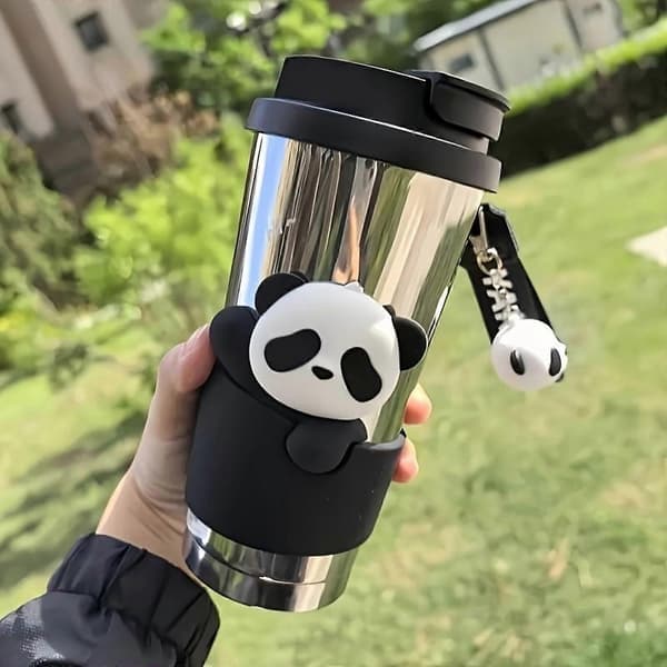 Panda isolert kaffekopp i keramikk og rustfritt stål SUS316