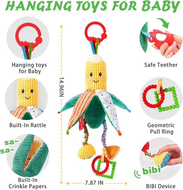 Babyrangler Hengende Leker for Barnevogn Bilsete Barneseng Lekegym Barnevogn, Mageleke Sensorisk B.
