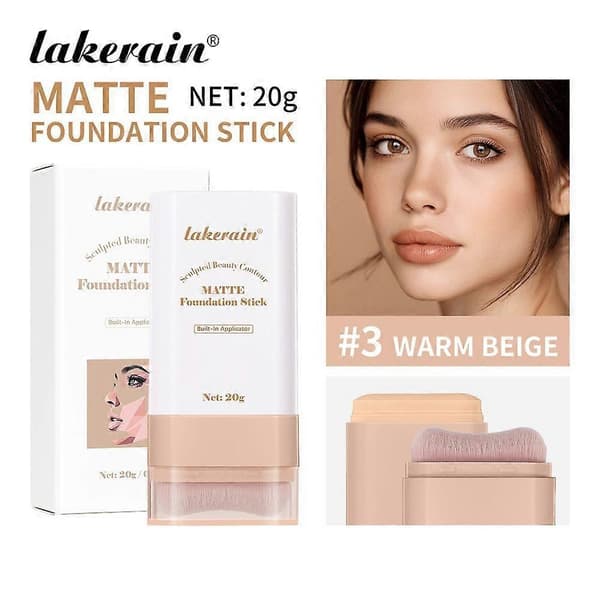 Matt Foundation Stick - Full Coverage Concealer og Contour Stick med Innebygd Applikator, Lys