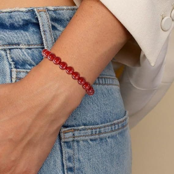 Naturstein Helbredende Krystallarmbånd Gaver til Kvinner Damer 8mm Elastisk Edelsten Perlearmbånd.
