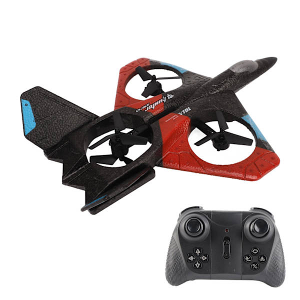 Fjärrkontrollflygplan med LED-ljus 2,4 GHz Superglidare för barnpresent, röd, 3 batterier