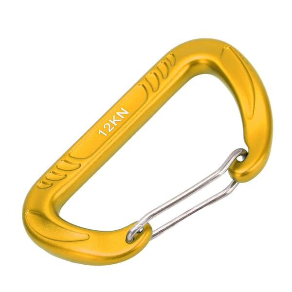 Snabbkoppling D-formad spänne 12KN för bergsklättring, lätt och hållbar aluminiumlegering, guldfinish.