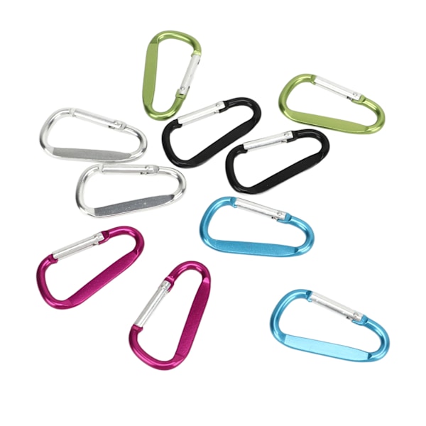 10 st mini karbinhakar i aluminium D-ring form nyckelring spänne krok för camping
