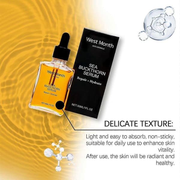 Havtornsekstrakt, mod tørhed, fine linjer, anti-aging, solskoldning og ældningstegn. 30 ml. 2