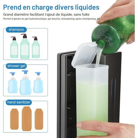 Sæt med 2 vægmonterede sæbedispensere, 400 ml, ingen boring påkrævet, til vask, badeværelse, køkken og badeværelseslotion