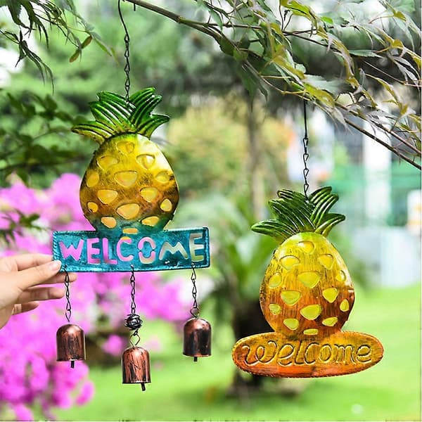 Ananas dekorativ klocka smidesjärn vägghängande prydnad, 1 gul ananas