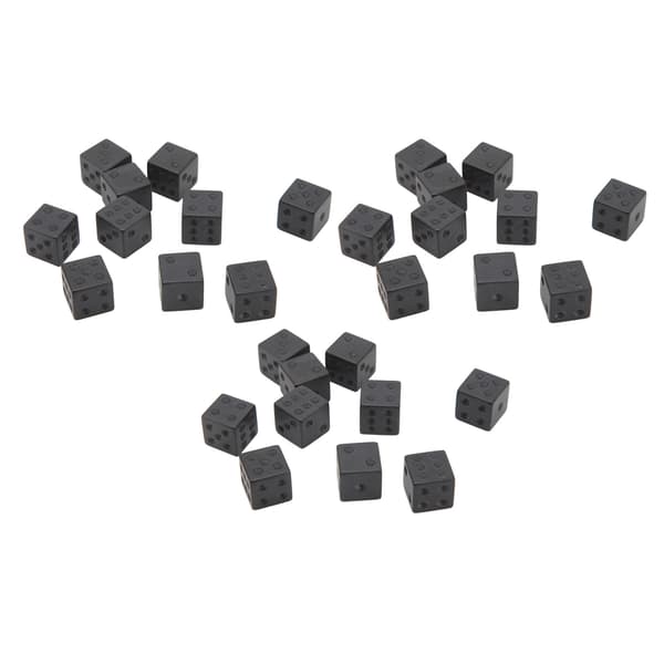 30 rene sorte retvinklede terninger af plastik til brætspil og fester