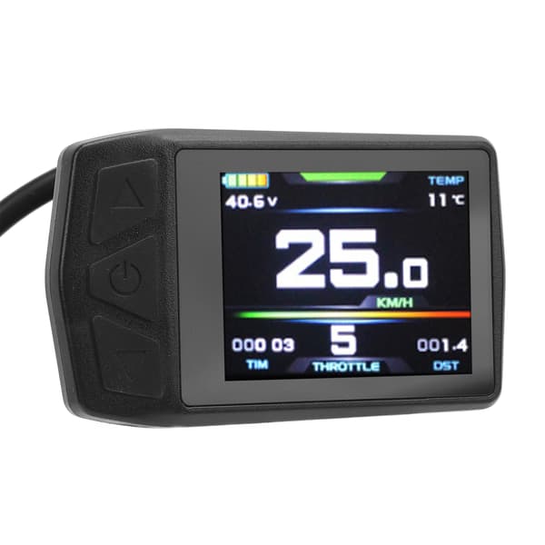 LCD-display för elscooter med bakgrundsbelysning och 24-48V USB-port. Slitstark ABS-panel.