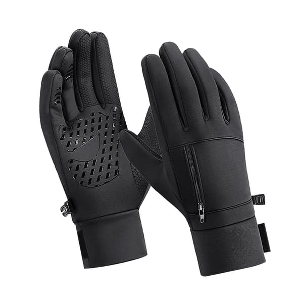 Varme vinterhandsker med taktisk mesh, vandtætte, vindtætte polyester til løb og vandreture, sort