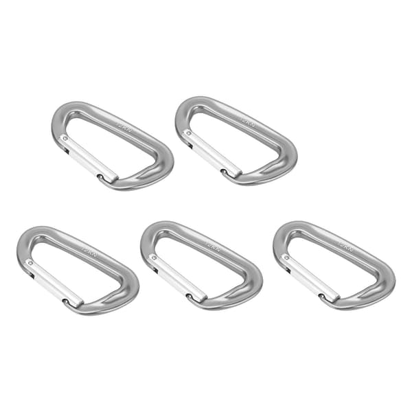 5 st D-ring klätterkarbinhakar 12KN aluminiumlegering A7075 för camping, vandring, utomhus, grå