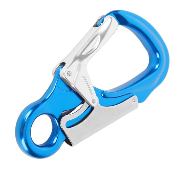 35KN D-formet kraftig aluminium 7075 klatrekarabiner til bjergbestigning, rapelling, safirblå, sølv