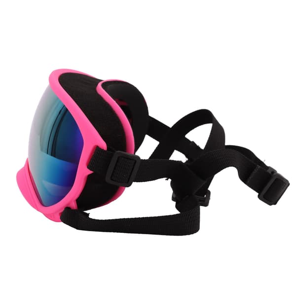 UV-sikre hundebriller med justerbar stropp, forsterkede linser, rosa