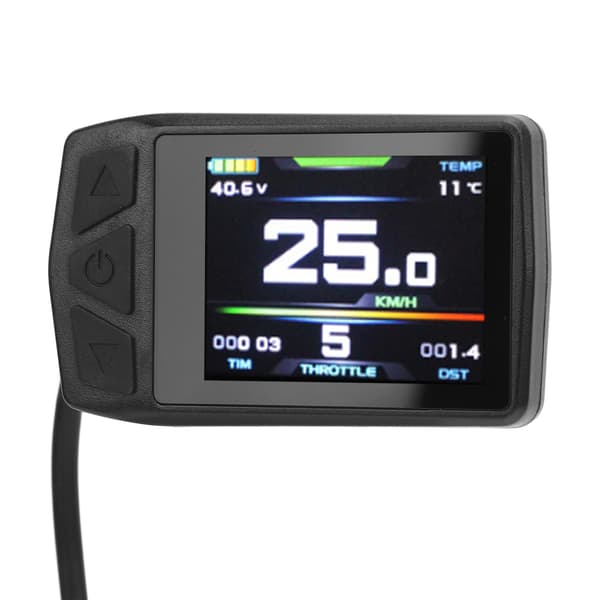 LCD-display för elscooter med bakgrundsbelysning och 24-48V USB-port. Slitstark ABS-panel.