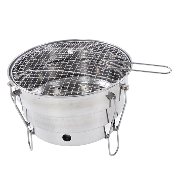 Bærbar kullgrill i rustfritt stål for camping og piknik