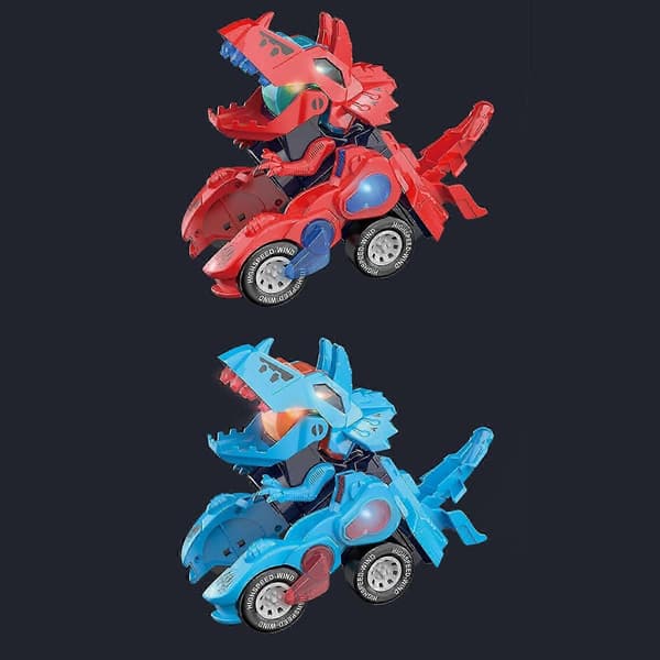 Transformerande dinosaurie-bil leksaker för barn, monstertruck, tröghetsdriven fordonsfigur, robot ... blue charging versio