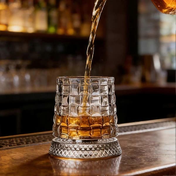 Roterende whiskyglas, klassisk krystalglas, roterende whiskyglas