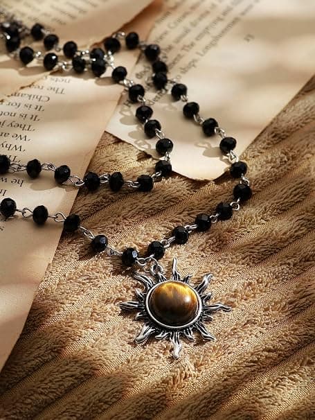 Gotisk lagdelt vedhæng choker, sort choker, sort PU læder choker krave, kostume smykker