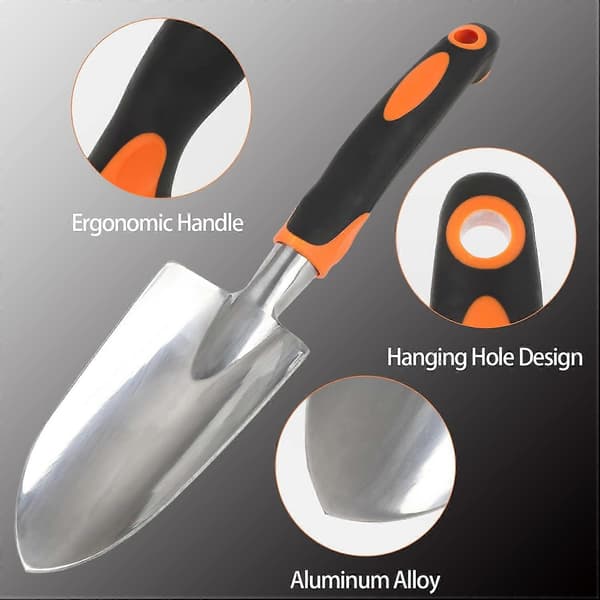 Solid hagespade med ergonomisk sklisikkert håndtak og rustbestandig aluminiumsblad.