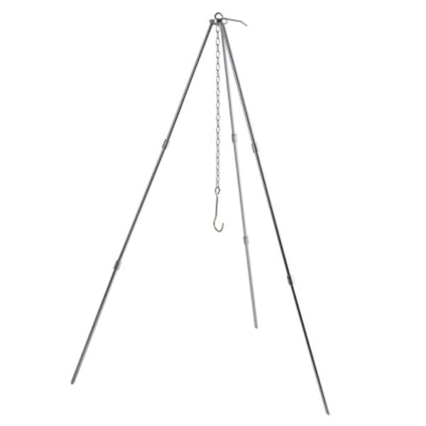 Vikbart köksstativ för camping med kedja och bärväska, silverfärgad aluminiumlegering