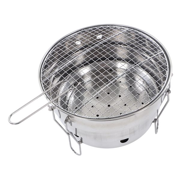 Bærbar kullgrill i rustfritt stål for camping og piknik