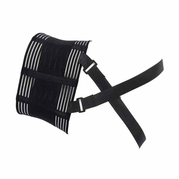 Andningsbart sportsvankstöd med justerbar rem, svart polyester.