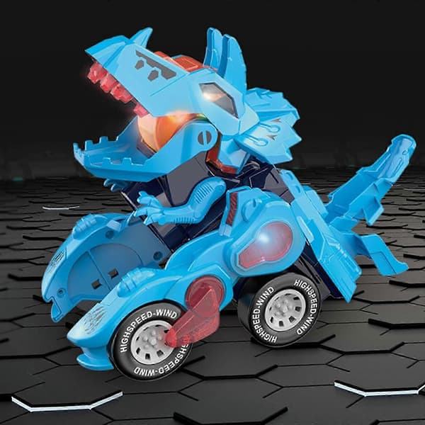 Transformerande dinosaurie-bil leksaker för barn, monstertruck, tröghetsdriven fordonsfigur, robot ... Red charging version