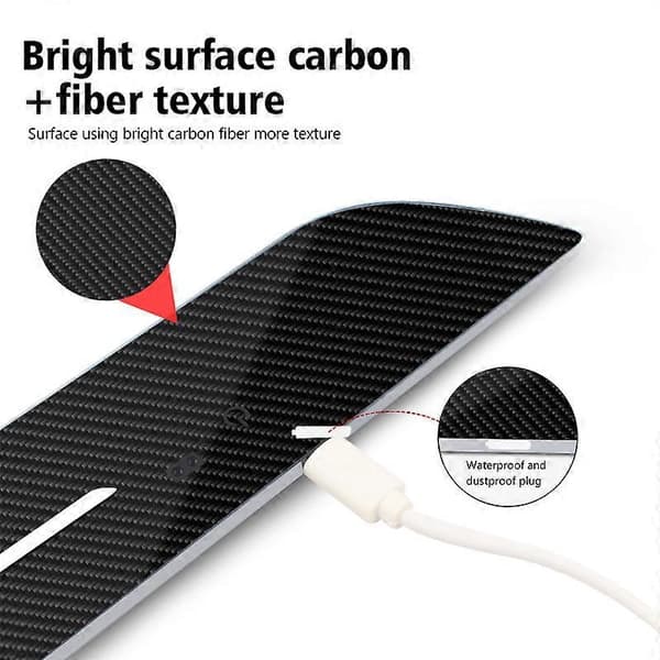 Karbonfiber bilpedal velkomstbelysning og dynamiske LED-lysstriper på dørtersklene