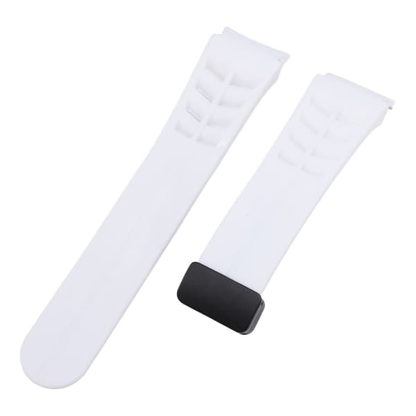 Silikone armbånd til Galaxy Watch 7 6 5 4 44mm med foldbart magnetspænde og quick release, hvid.