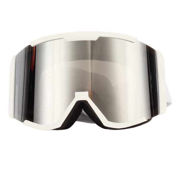 Utomhusskidglasögon Anti-dimma Dubbla lager UV-skydd Justerbar Silverlins Vit ram