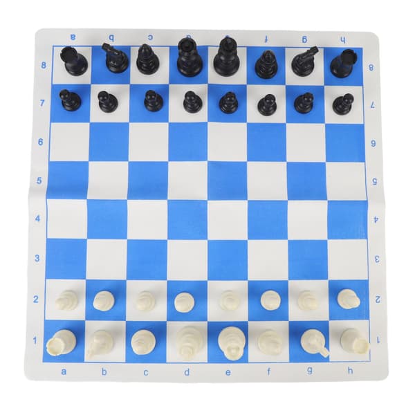 Bärbart schackset, 19,7 tum, med 32 plastpjäser, PU-bricka och reseväska.