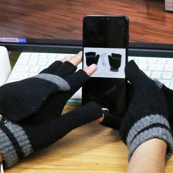 USB-opvarmede handsker til vinter, varme hænder, halvfinger, fuldt vaskbare, unisex