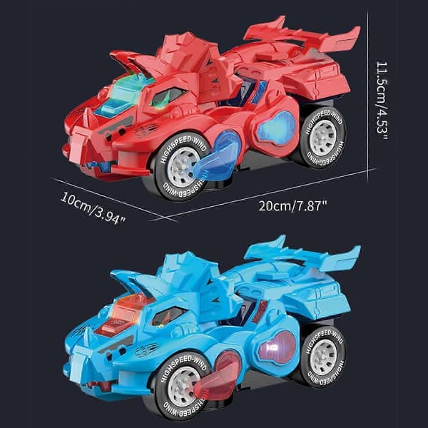 Transformerande dinosaurie-bil leksaker för barn, monstertruck, tröghetsdriven fordonsfigur, robot ... Red charging version