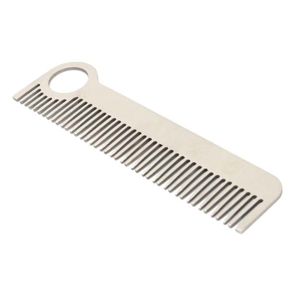 Minimalist gravert kam i rustfritt stål for hår og bart, bærbar, 14 cm