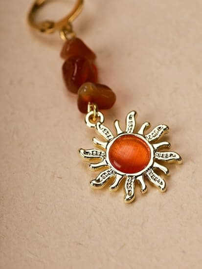 Orange Boho Hippie Gotiske Krystal Himmel Sol Øreringe, Boho Hippie Smykker, Jule Smykker.