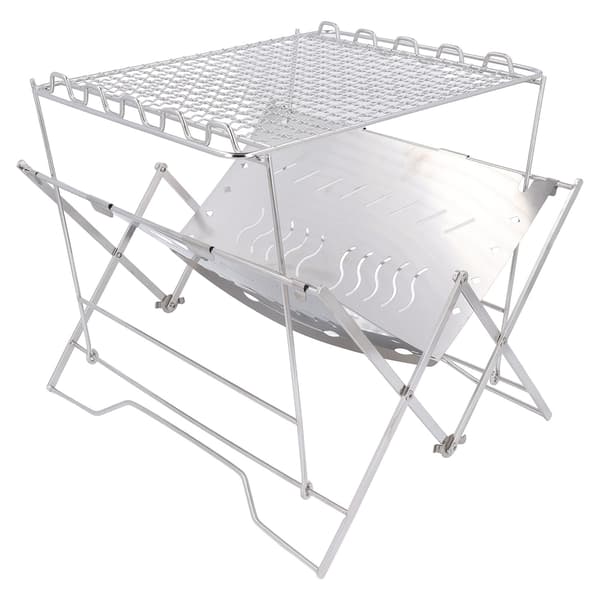 Bærbar kulgrill i rustfrit stål med stabil base til camping og picnics