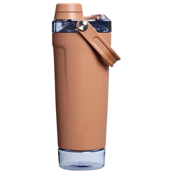 590 ml (20 oz) proteinpulvershakerkopp i rustfritt stål 304 med dobbel vakuumisolering (brun)
