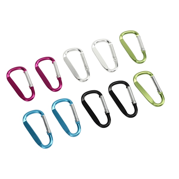 10 st mini karbinhakar i aluminium D-ring form nyckelring spänne krok för camping