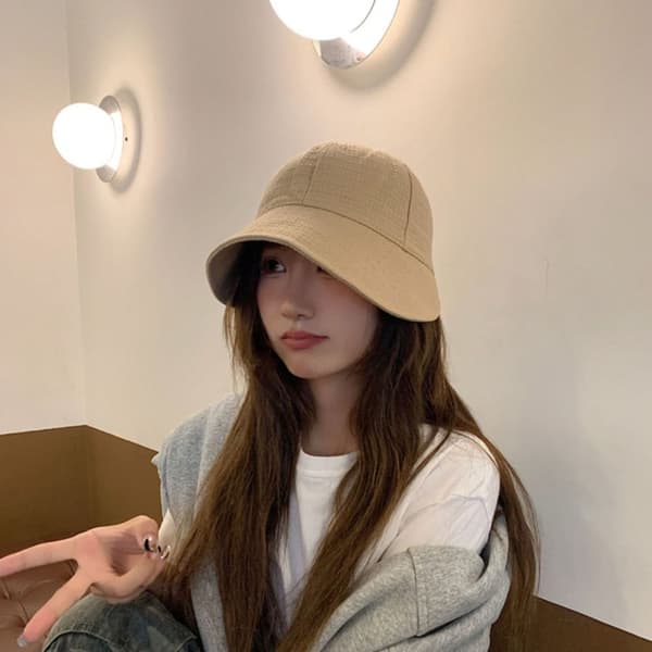 Solhatt i bomull for kvinner, justerbar, bred brem, solbeskyttelse, sommerstrand, lett, khaki