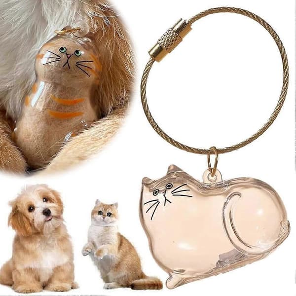 Minneskapsel för katthår Nyckelring Transparent Förvaring av päls Söt Souvenirpresent för kattälskare