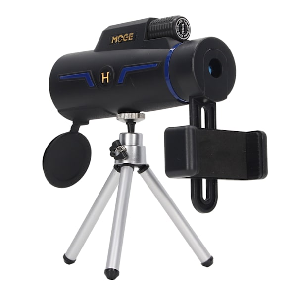 Högdriven 10x42 monokulär kikare med stativ, silver, för utomhusbruk