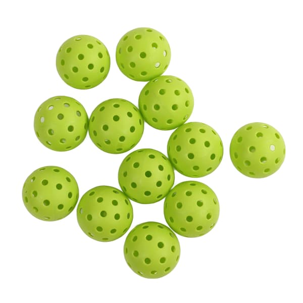12 STK PE Pickleball Bolde 74mm 40 Huller Høj Elasticitet Udendørs Grøn
