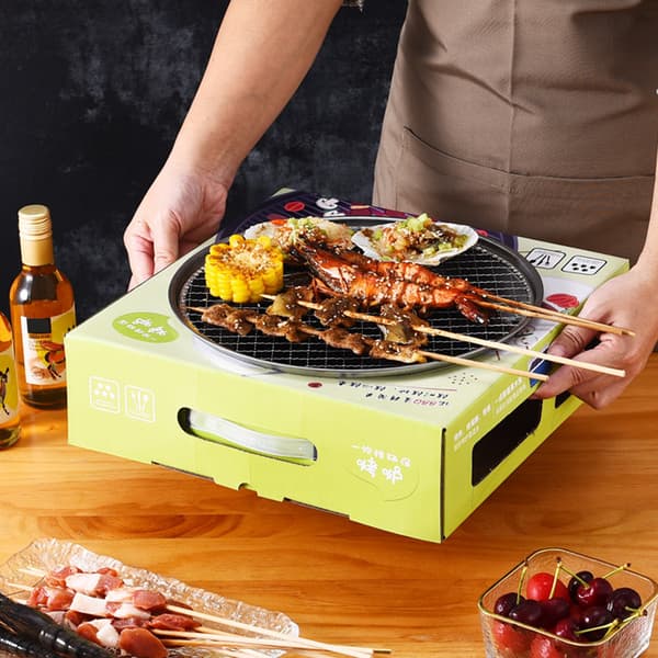 Engangs bærbar kulgrill med hurtig tænding, røgfri, til picnics, 28 cm