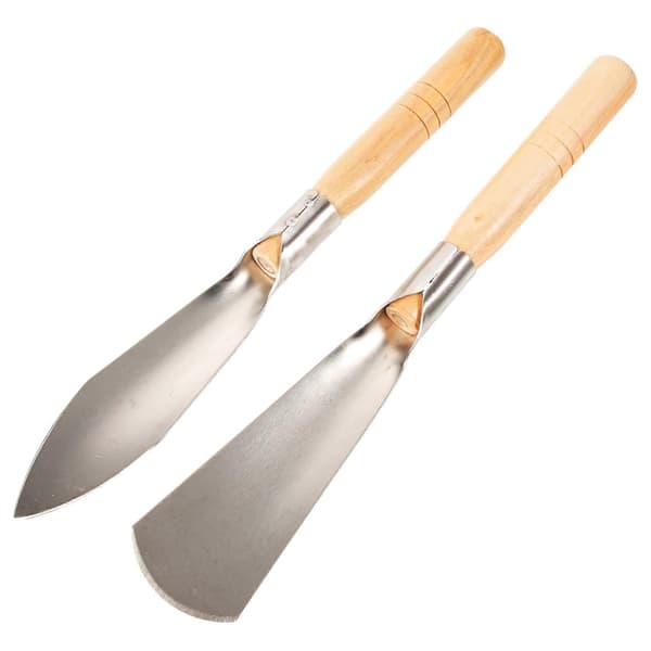 Sett med 2 hagespader i rustfritt stål med ergonomiske trehåndtak
